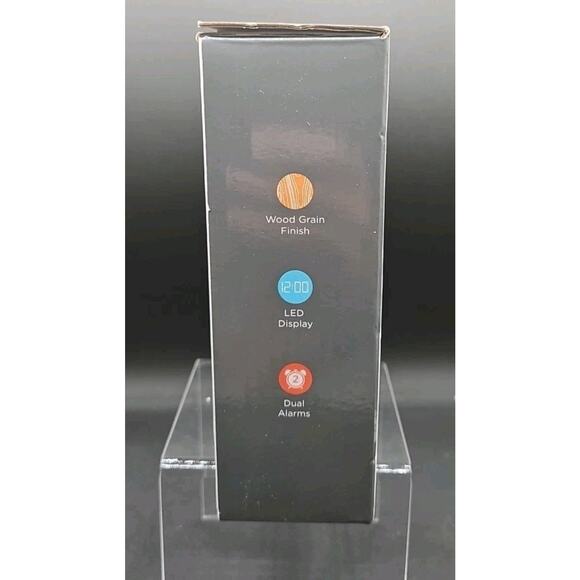 Capello Digital Clock LED Display Dual Alarm Mantle Wood Grain Finish - Picture 2 of 3